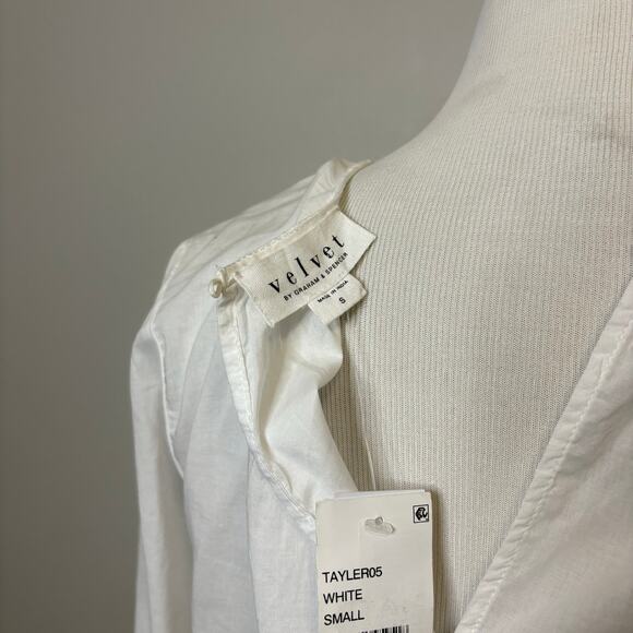 Velvet Graham Spencer‎ NWT White Long Sleeve Lace Peasant Boho Blouse Top Small - Picture 4 of 7